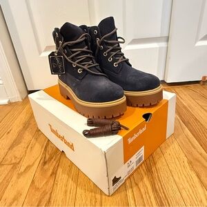 Dark Blue Suede Platform Timberland Boots